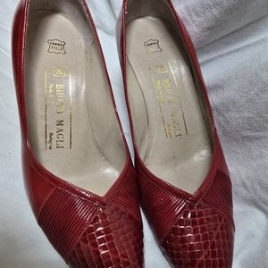 Bruno Magli Red Textured Leather Heels